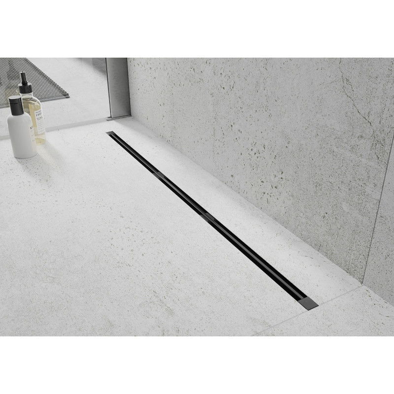 Mexen Flat 360° Slim Platt 360° Super Slim roterbar linjär golvbrunn 130 cm, svart - 1751130